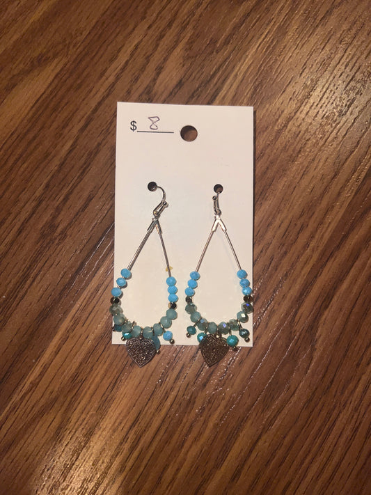 3190- Blue Beaded Earrings