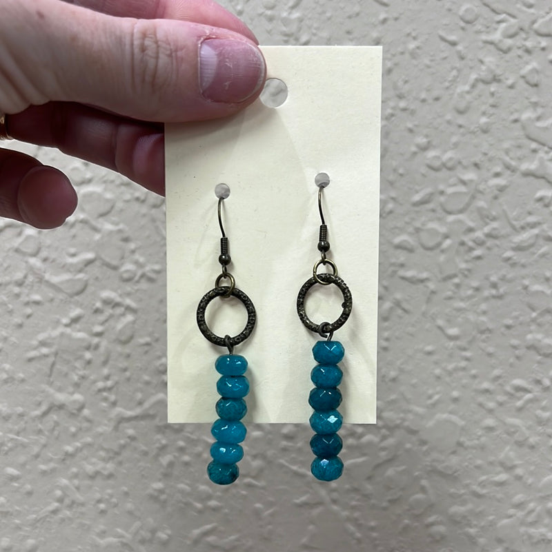 937- Teal Beaded Stack Earrings