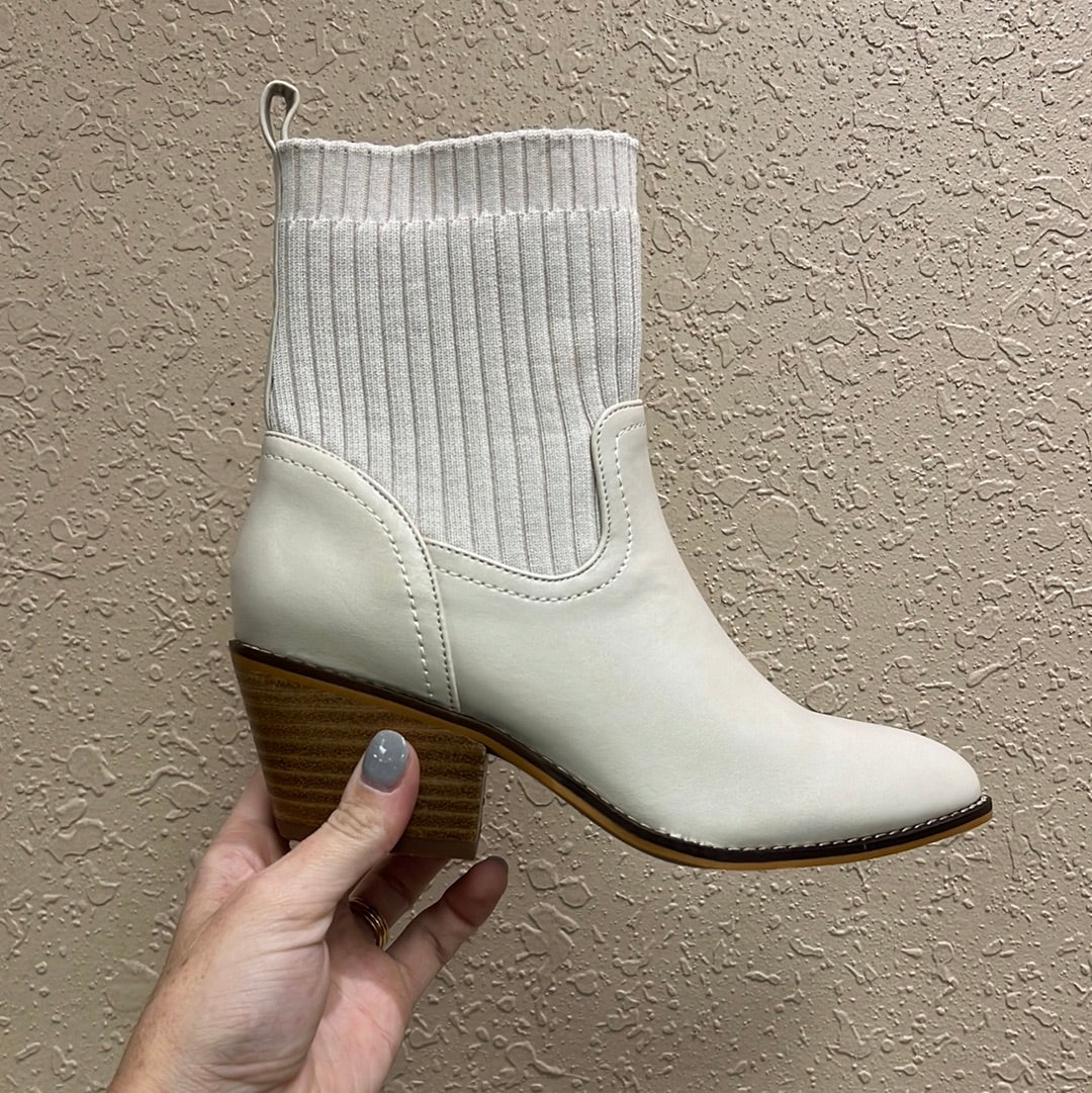 20373- Ivory Crackling Sweater Boots by Corkys