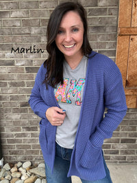 Low Gauge Waffle Open Cardigan Sweater by Zenana *MULTIPLE COLORS*