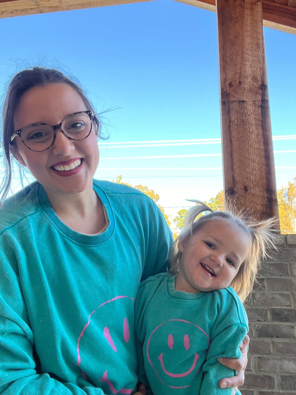 10240- Teal w/ Pink Happy Face Pullover [KIDS & ADULTS]