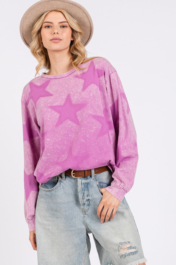 Mineral Wash Star Graphic Print Top by Sage + Fig