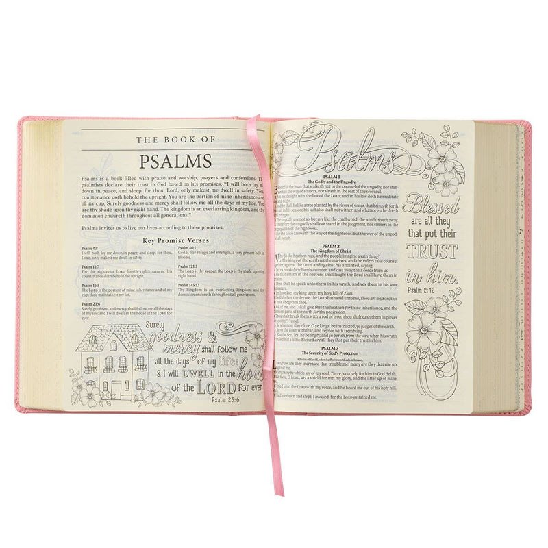 2487- Pink Hardcover Faux Leather KJV My Promise Bible