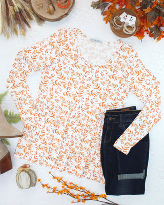 09.02 EN ROUTE Long Sleeve Sarah Ruffle Top - Autumn Vines