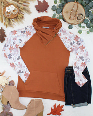 IN STOCK Classic Zoey ZipCowl Sweatshirt - Maple and Fall Foliage