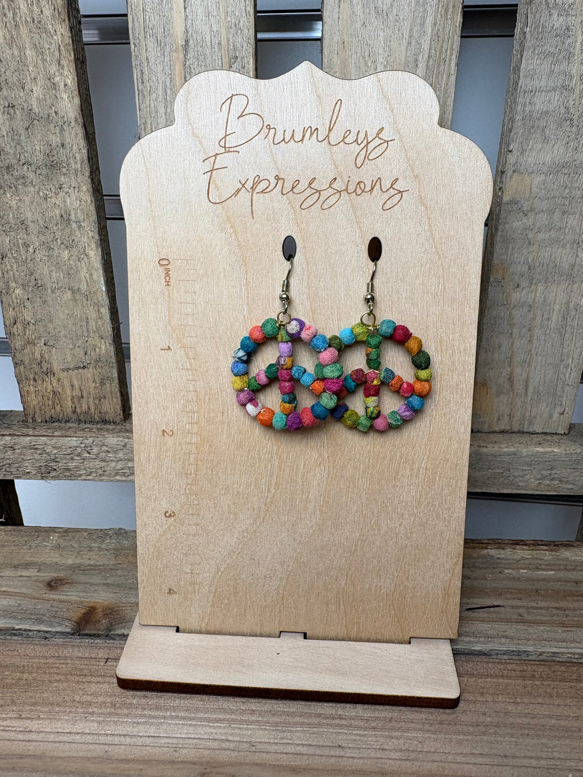 Aasha Kantha Handcrafted Peace Sign Dangle Earrings