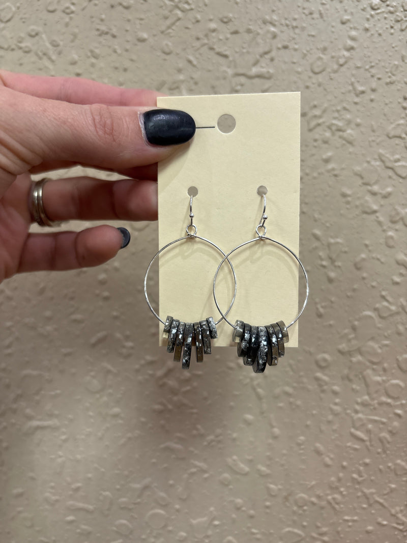 Black and Silver Circle Hoop Earrings