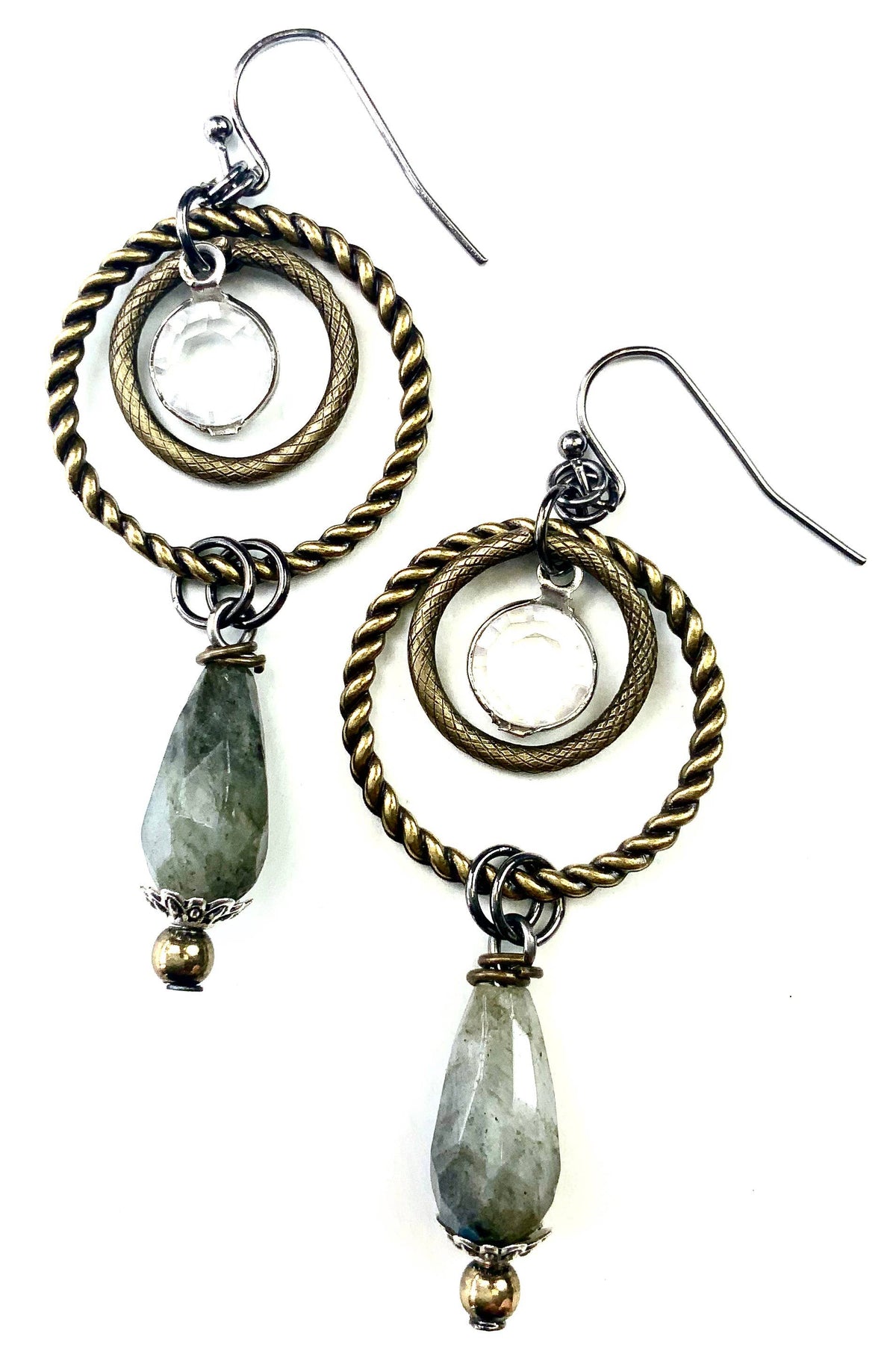 OR411 ER-Rings, Chanel & Stone Tear Dangle On Wire