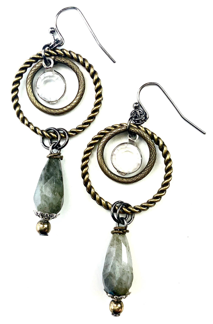 OR411 ER-Rings, Chanel & Stone Tear Dangle On Wire