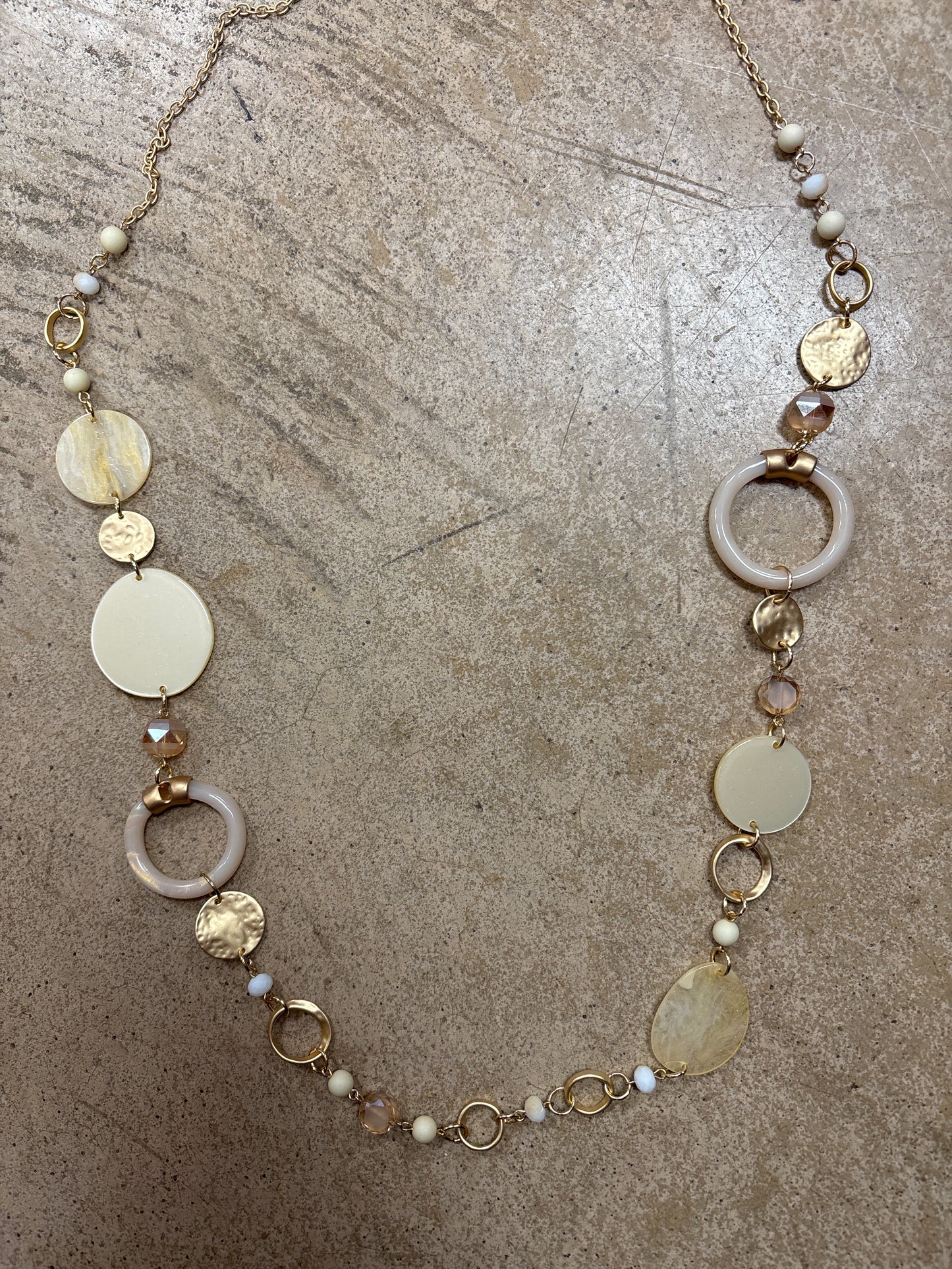 3514- Gold Hoop Mix Long Necklace