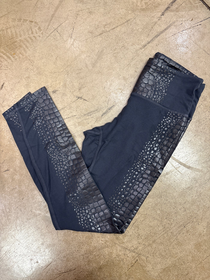 (11) Charcoal Full Length Leggings w/ Leopard Detail *FINAL SALE* *DOORBUSTER*