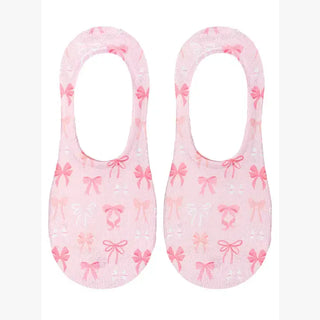 No-Show Liner Socks - Decorative Ribbon Bows - Pink