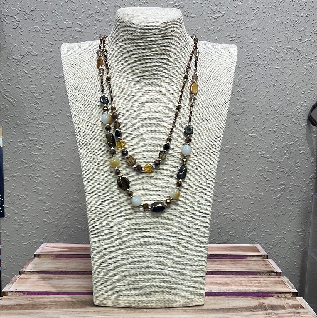 567- Mustard Beaded Layer Necklace