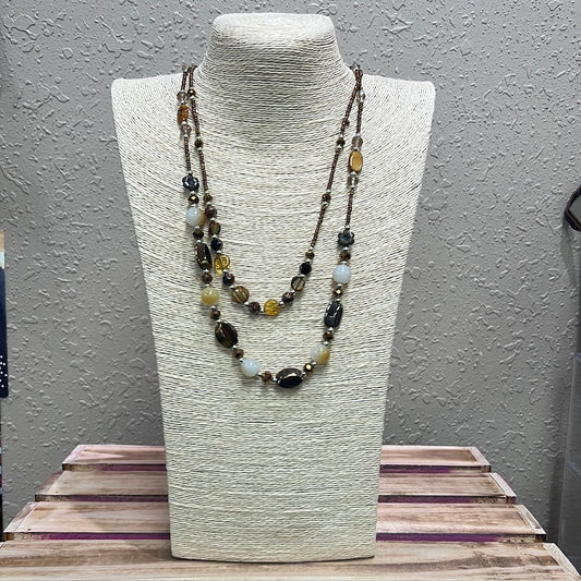 567- Mustard Beaded Layer Necklace