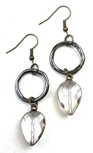 Ring w/Edged Glass Drop Earrings