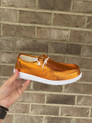 879- Orange Crinkle Metallic Kayak Shoes by Corkys
