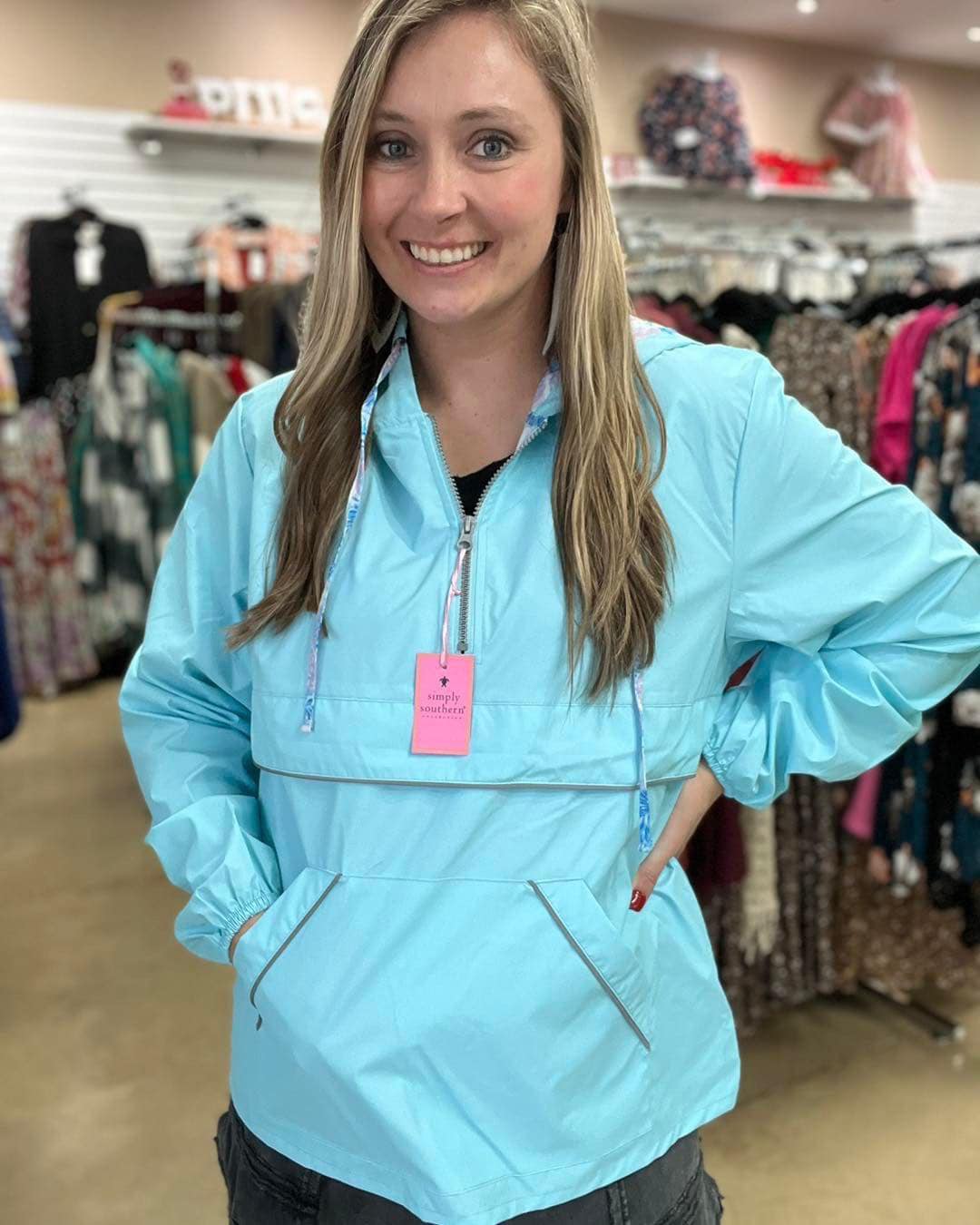 7536- Ocean 1/4 Zip Rain Pullover by Simply Southern