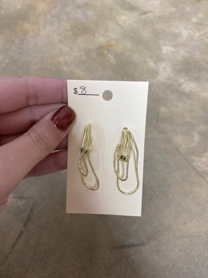 8396- Gold Hoop w/ Gold Dangle Detail Earrings