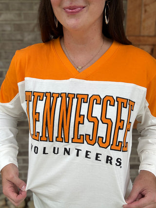 Tennessee "Southlawn Daphne* - Long Sleeve V-Neck Oversized
Jersey Top by Royce