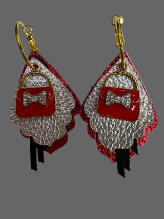 Red, Silver, Black Purse Charm Shopping Earrings