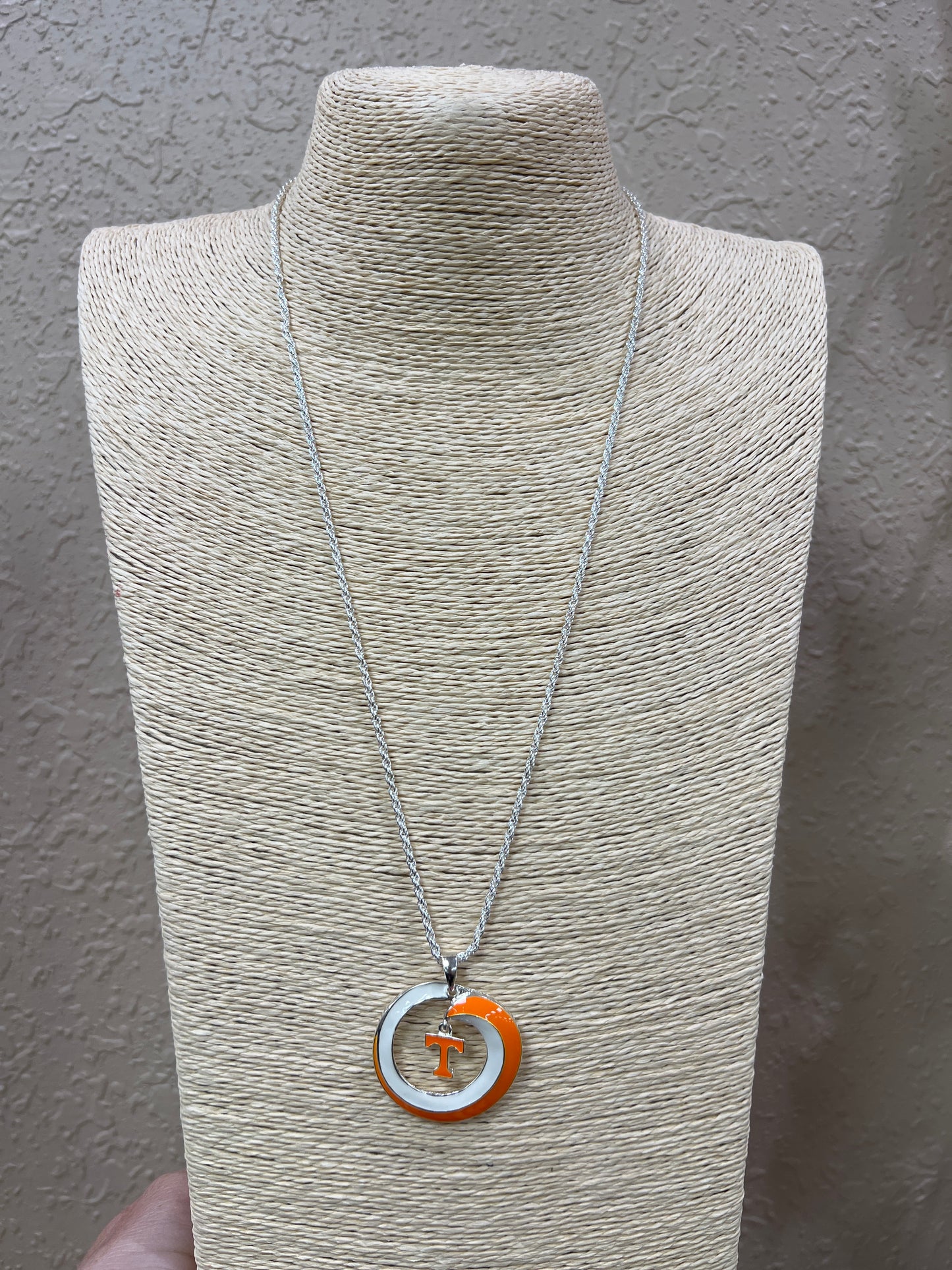 3293- Orange & White Circle Power T Necklace *TN COLLECTION*