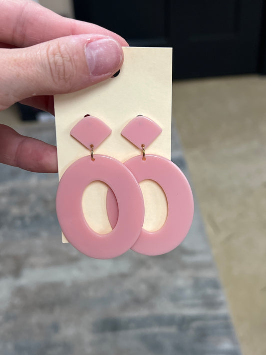 2841- Pink Acrylic Post Back Earrings