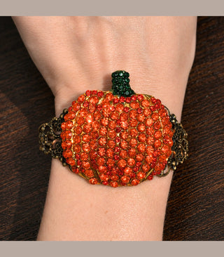 Rhinestone Pumpkin Filigree Cuff Bracelet | Indigo Blue | PREORDER