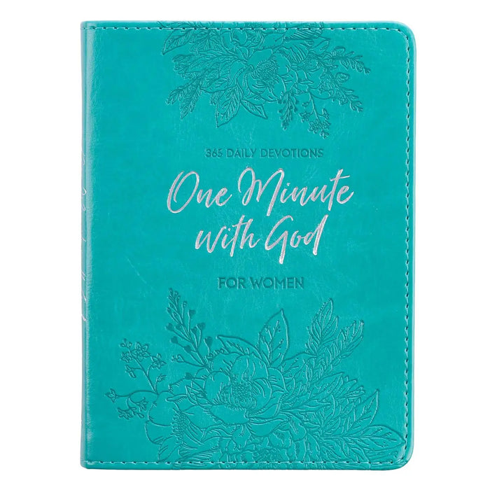 8951- One Minute with God For Women Teal Faux Leather Devotional