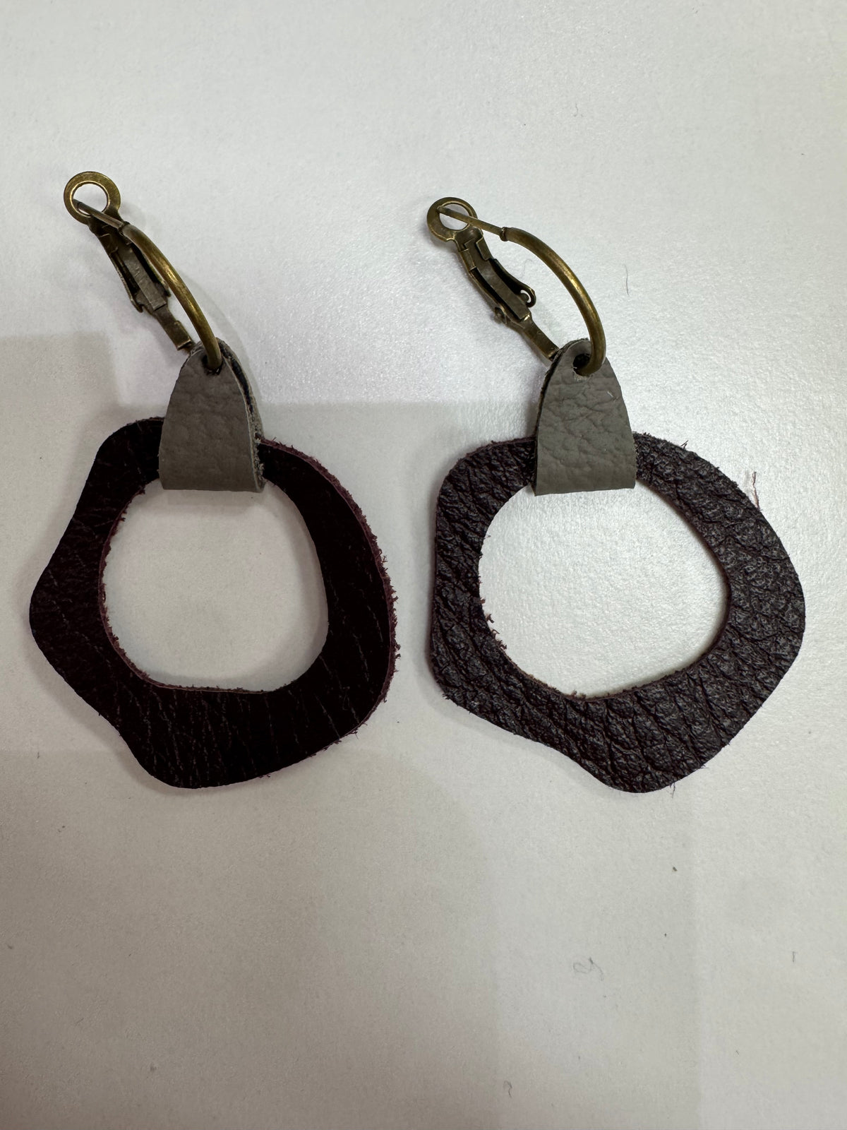 Burgundy, Gray Hoop Earrings