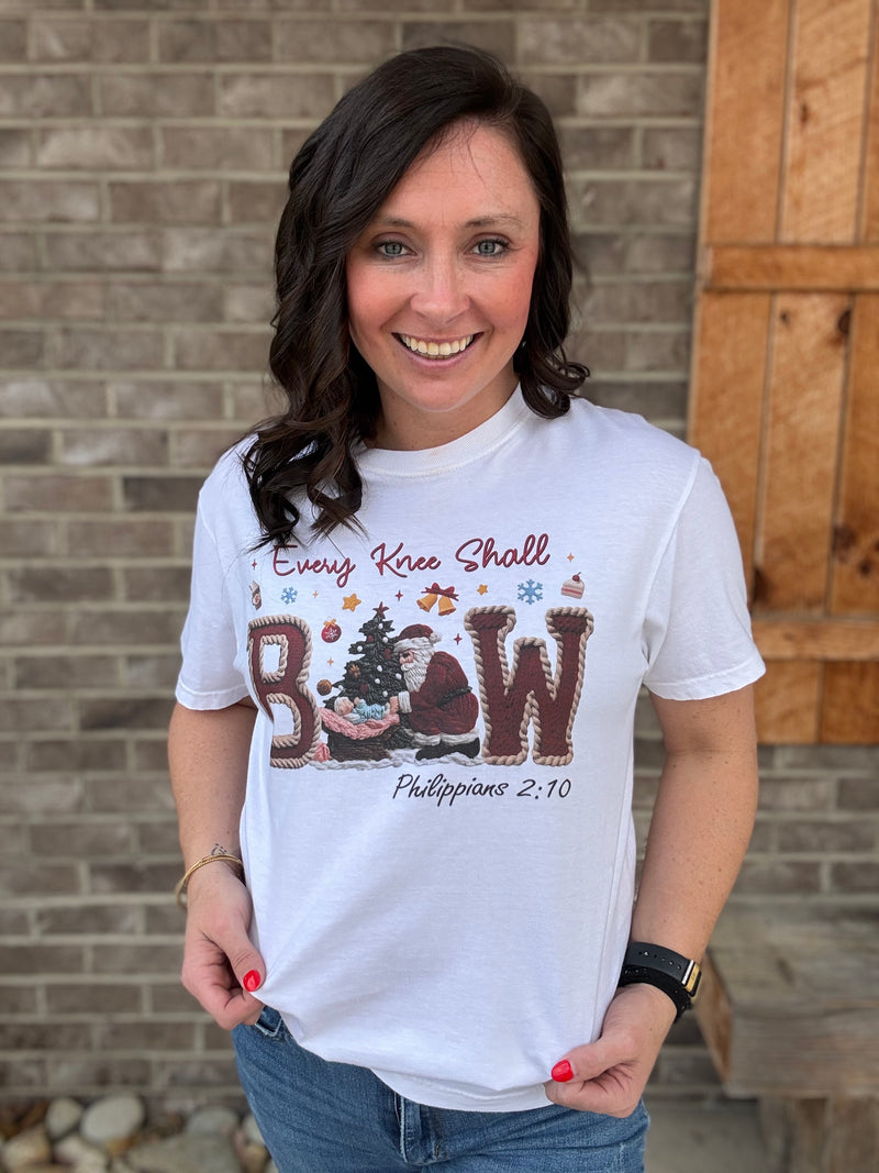 Every Knee Shall Bow Graphic Tee: White