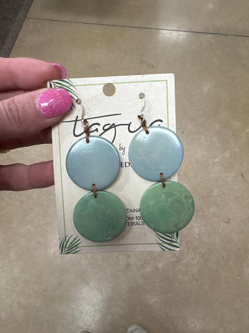 8419- Light Blue & Mint Circle Hoop Earrings