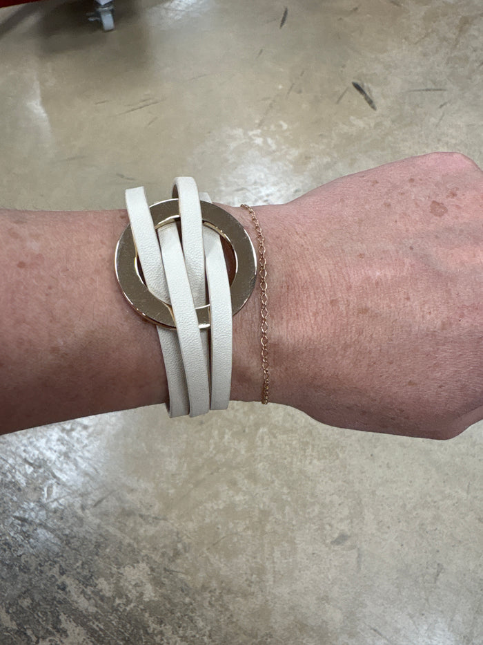 Beige Magnetic Gold Hoop Bracelet