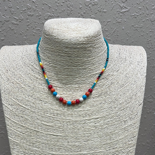 510- Colorful Beaded Choker Necklace