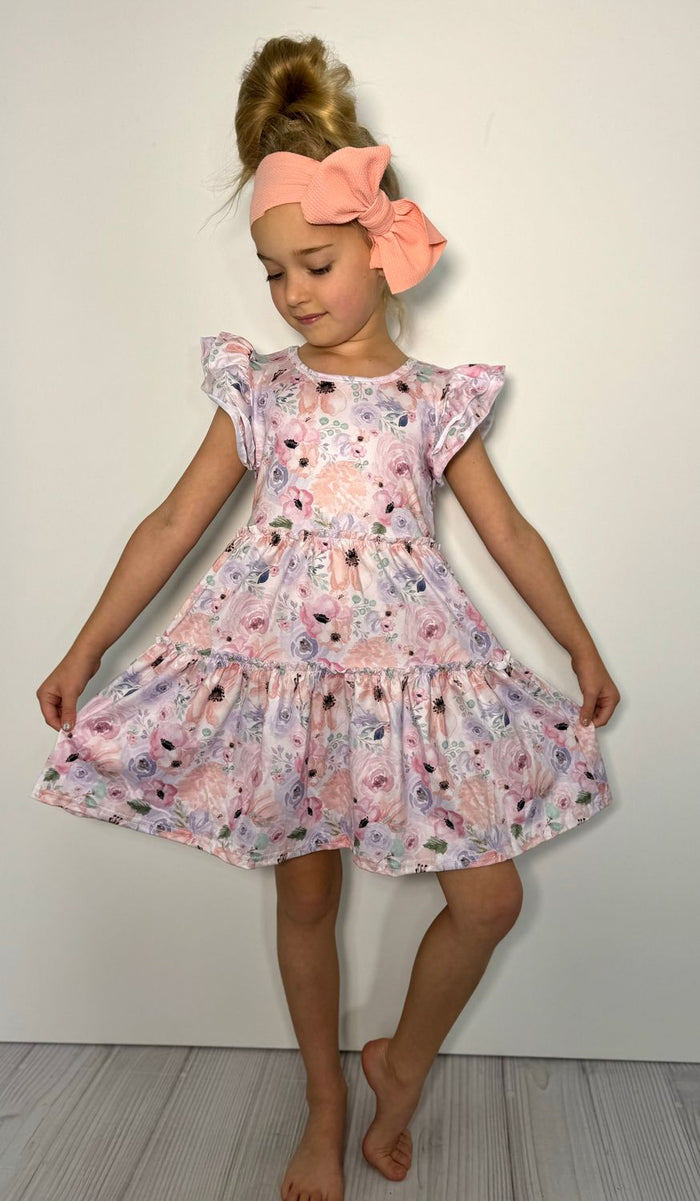 Pink Petals Flutter Sleeve Dress *GIRLS*