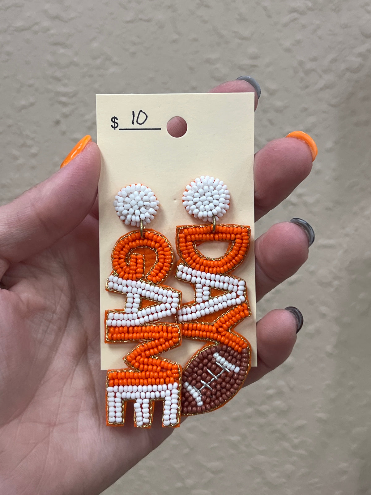 2954- Game Day Beaded Football Earrings *TN COLLECTION*