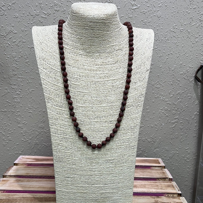 623- Red Beaded Stone Necklace