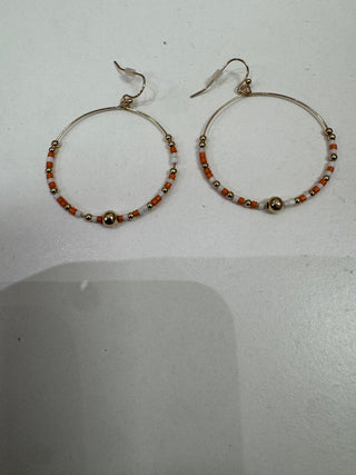 Orange White Gold Hoop Earrings