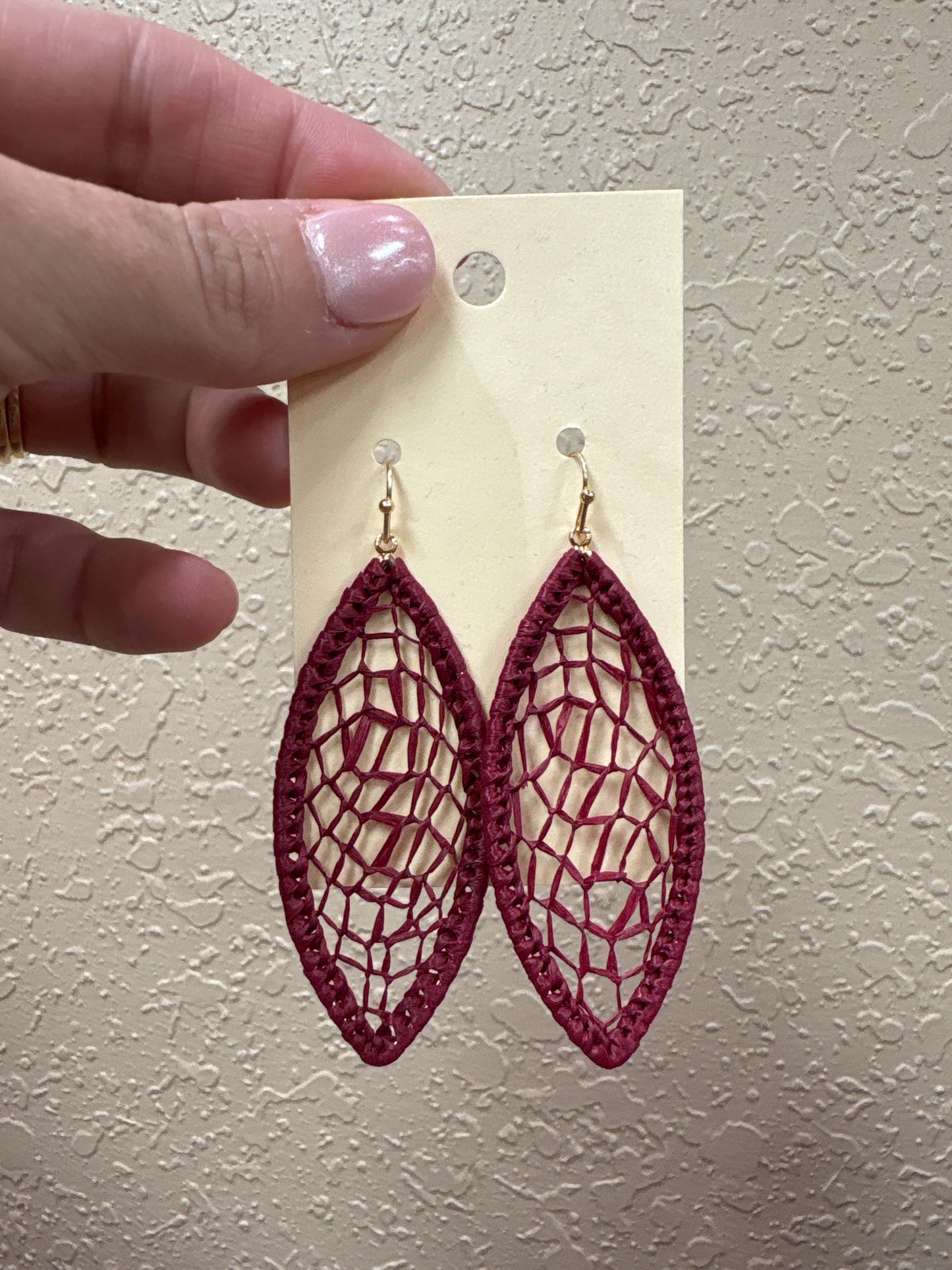 3695- Maroon Web Earrings