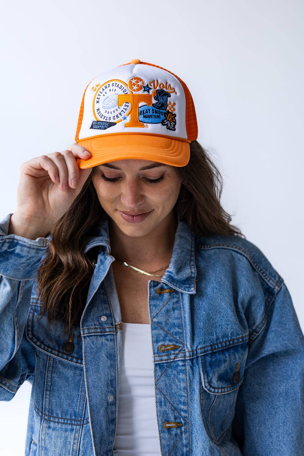 Orange and White Tennessee Layer Patch Foam Trucker Hat *TN COLLECTION*