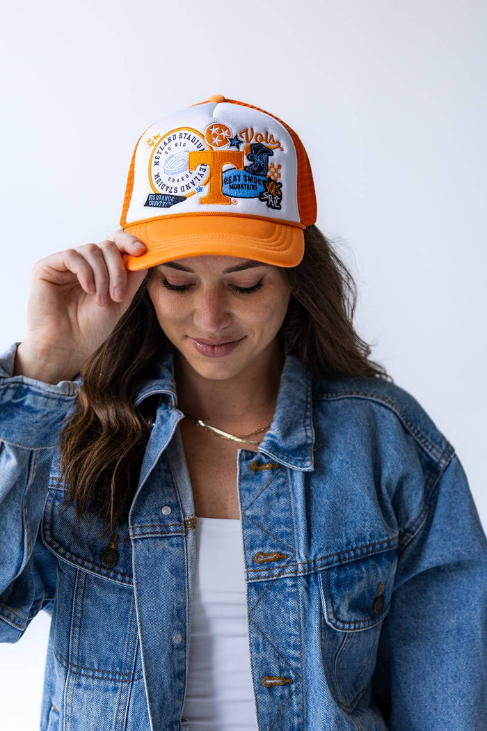 Orange and White Tennessee Layer Patch Foam Trucker Hat *TN COLLECTION*