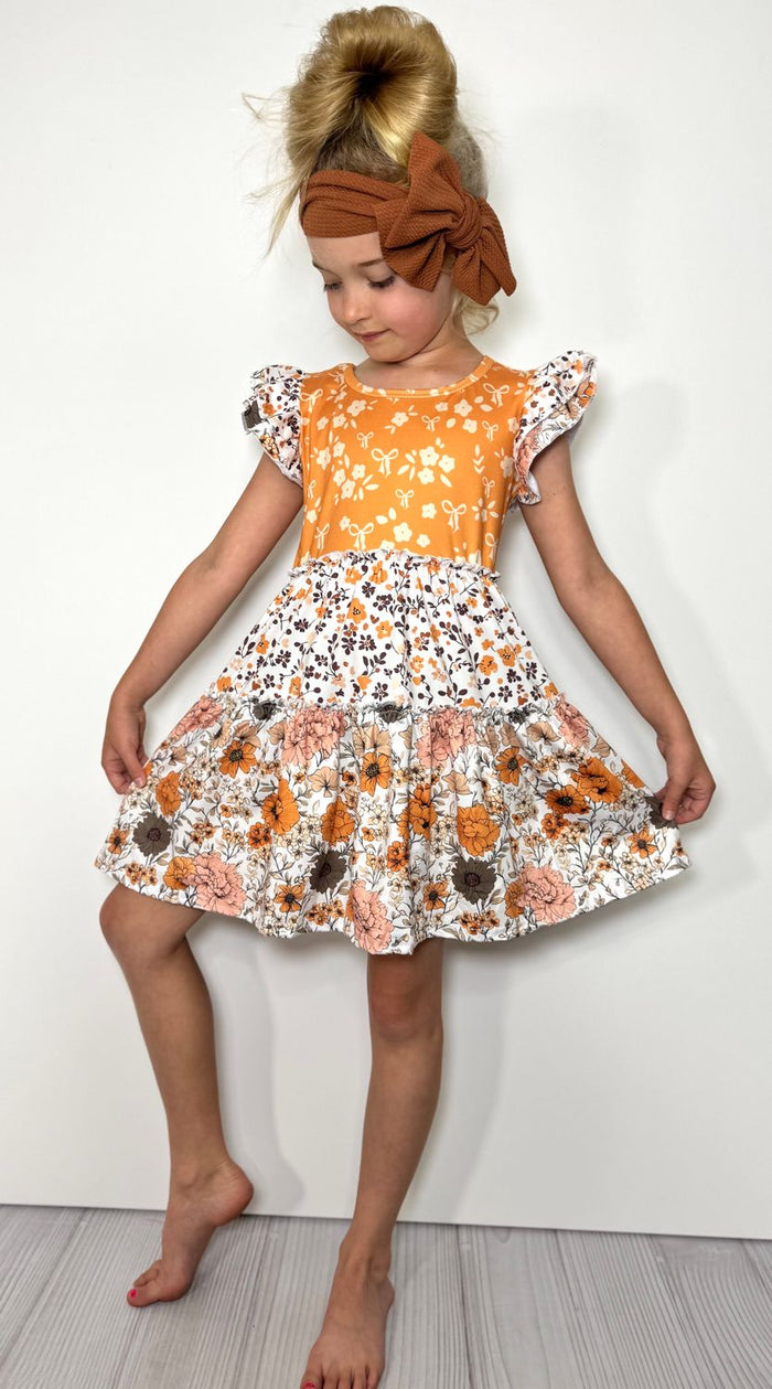 Autumn Blooms Flutter Sleeve Dress *GIRLS*