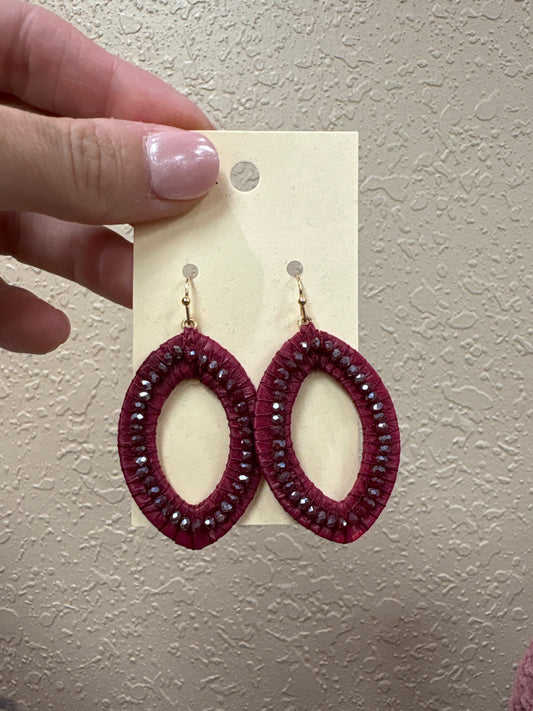 3694- Maroon Beaded Wrap Earrings