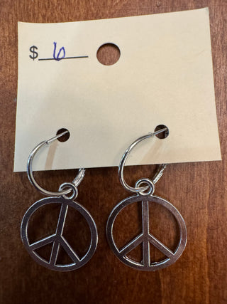 Silver Peace sign Earrings