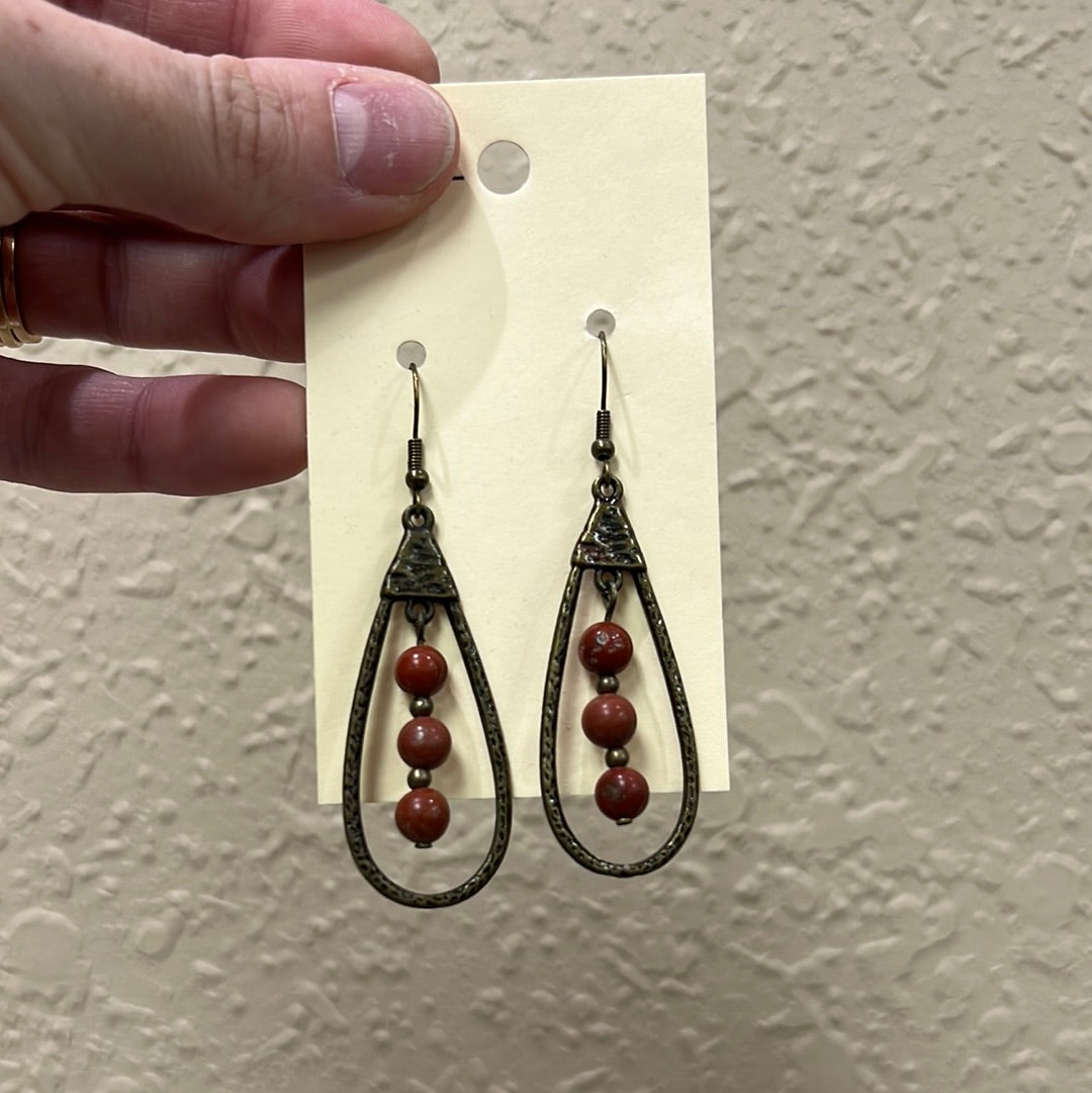 942- Rust Beaded Hoop Earrings