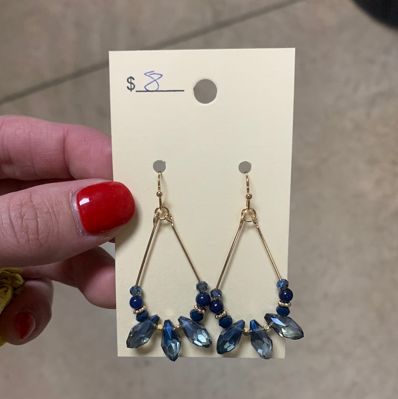 702- Blue Crystal Teardrop Earring