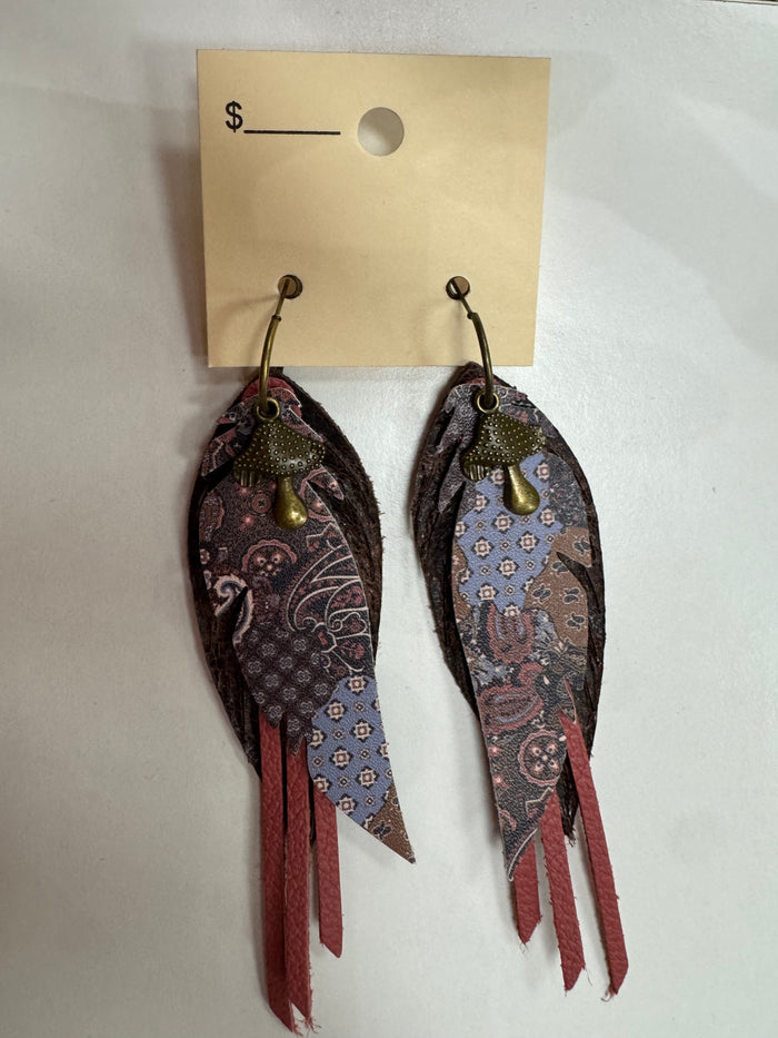 Brown, Rose, Paisley Boho Earrings