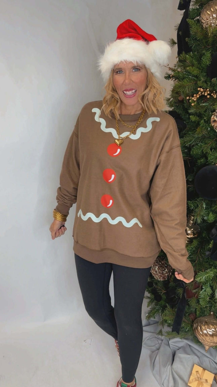 Reversible Reindeer & Gingerbread Graphic Sweatshirt - DEAL
