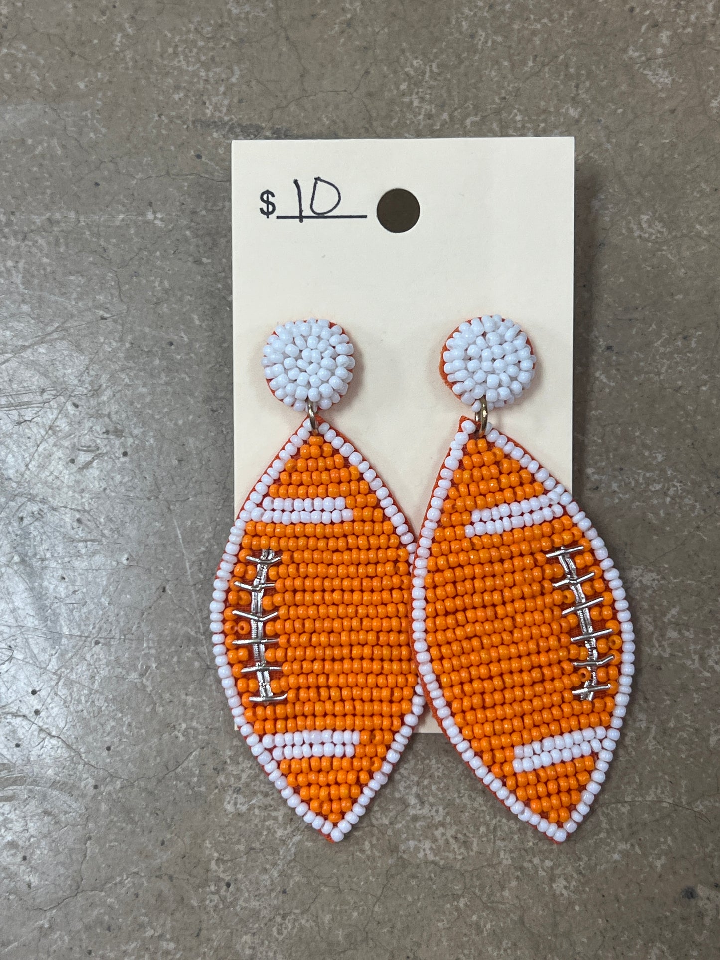 2720- Orange Beaded Football Earrings *TN COLLECTION*