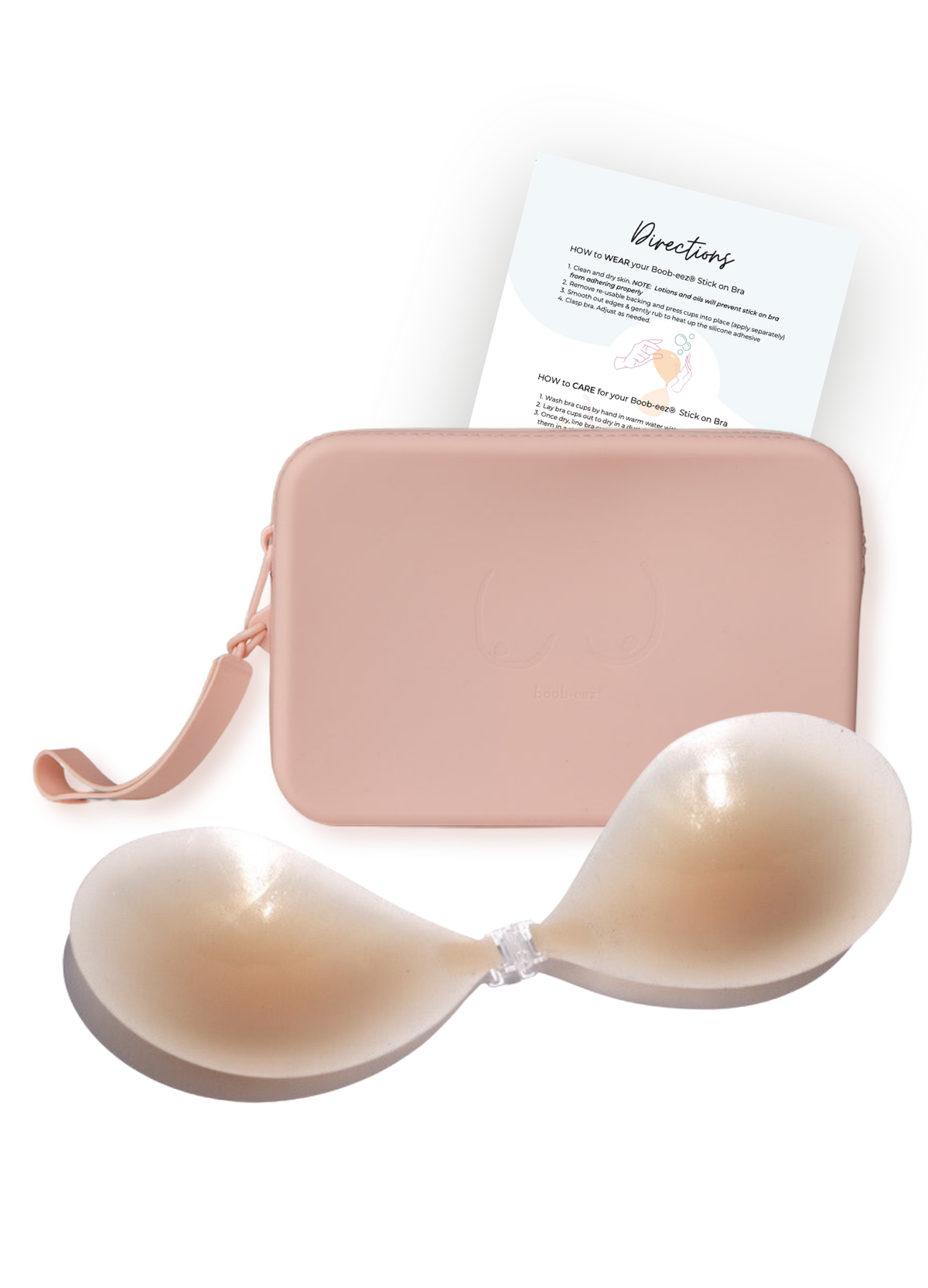 D CUP X1 Adhesive Stick-on Bra + x1 Silicone Travel Case: Dark Nude / D / Light Tint