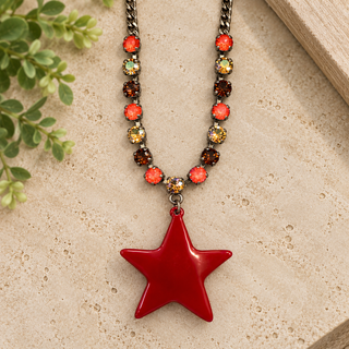FALLING STAR NECKLACE VERDE MAROON MIX LIVEBOX  | RACHEL MARIE DESIGNS PREORDER